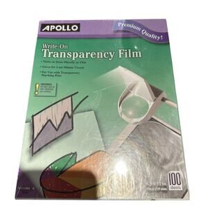 Apollo Write-On Transparency Film Letter Clear 100 Sheets VW0100C-B New In Box